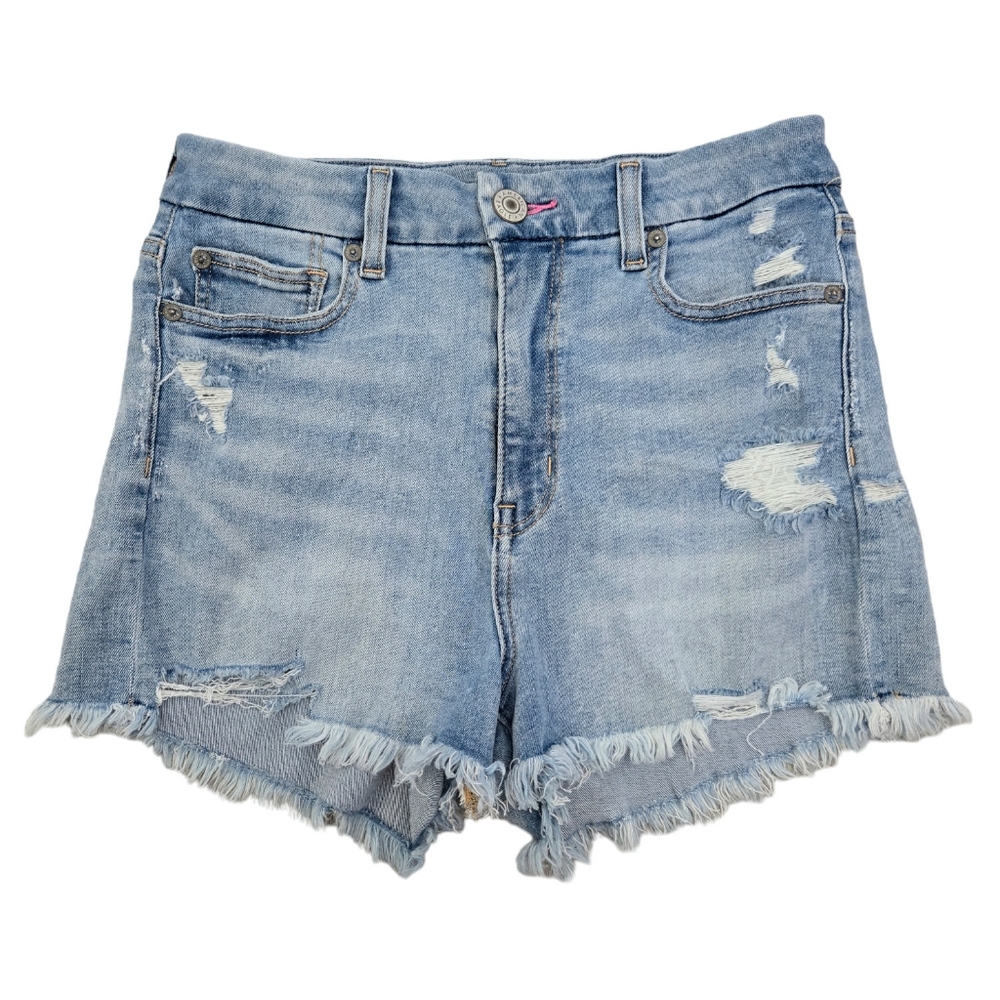 AMERICAN EAGLE Raw Hem Distressed Curvy Hi-Rise Shortie Size 4